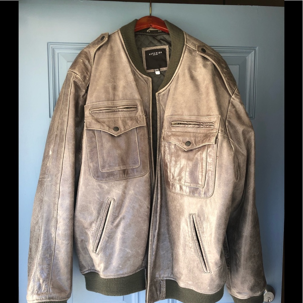 Leather Jacket - Olive Colored. - image 1